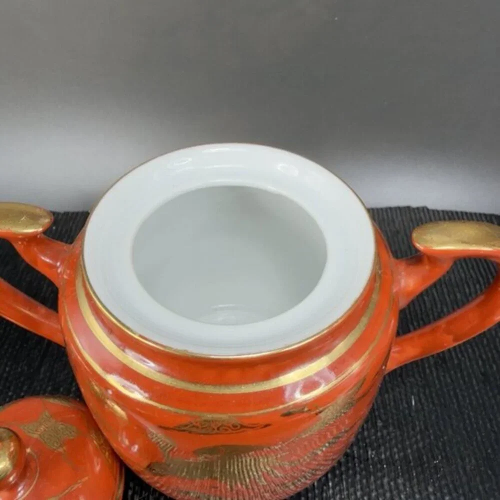 Japanese Eiraku Eggshell Sugar And Creamer Set‎ Phoenix Dragon Pattern Antique